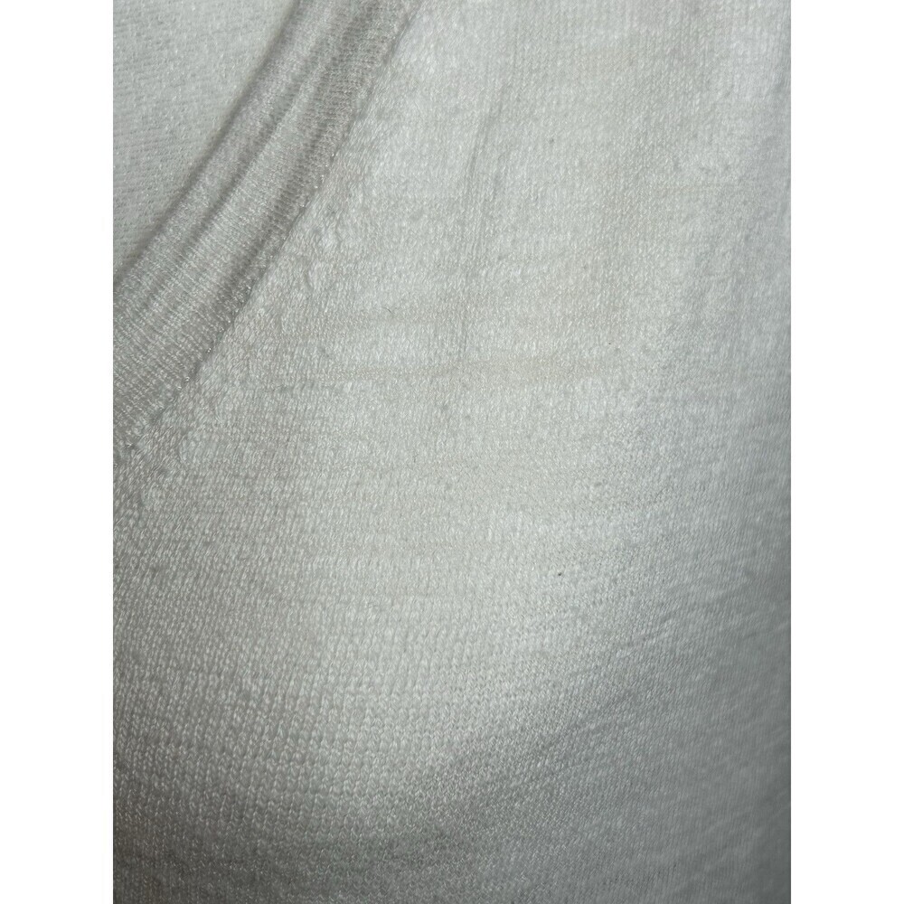 Skull Cashmere White V-Neck with Embroidered Stars Lightweight Medium - Picture 2 of 8
